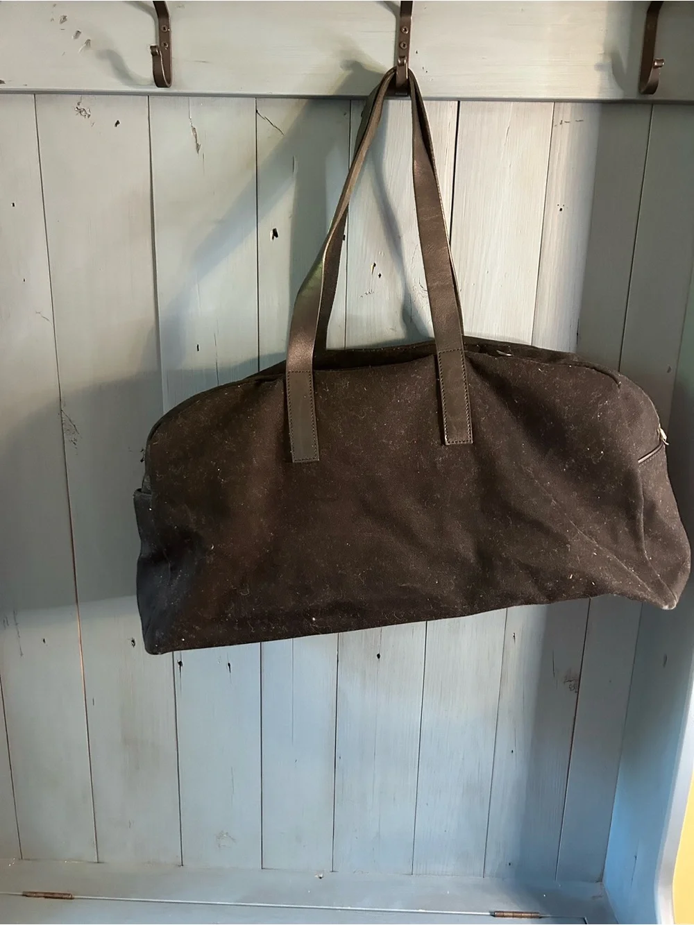 Men's Black Heavy Canvas Weekender Bag w/Leather Straps - Promotional Gear